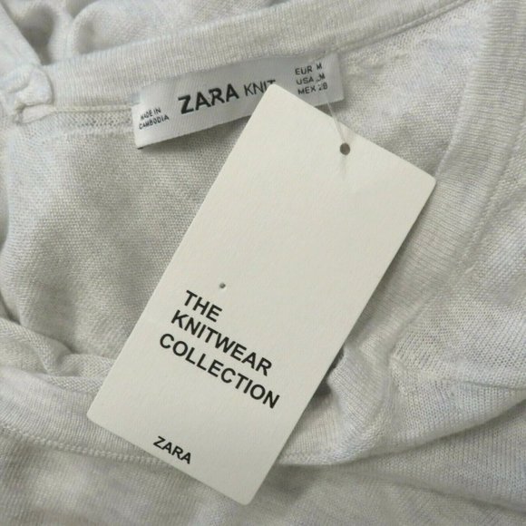 Zara Knitwear Collection Light Gray Pullover Sweater M Oversized Long Sleeve - Picture 8 of 9